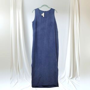 NANCY HELLER For Saks Fifth Avenue Blue Silk Sleeveless Sheath Maxi Dress, M